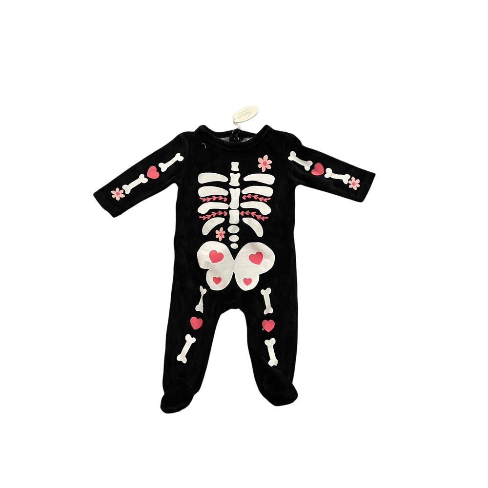 New Minicoco Baby Girls Skeleton Size 0-3 Months Black Halloween Jumpsuit